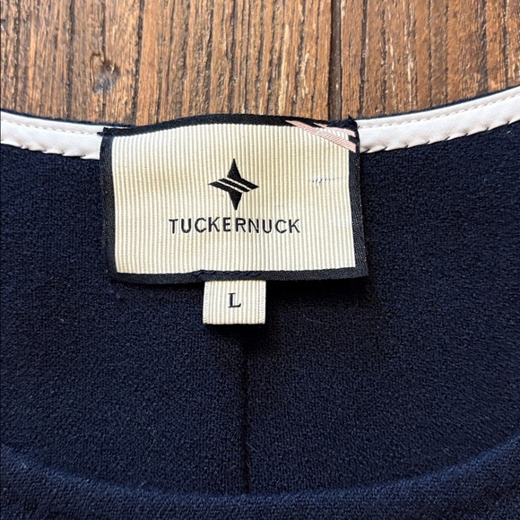Tuckernuck Navy Seamed Shift Dress White Trim Size Large EUC - Picture 4 of 8